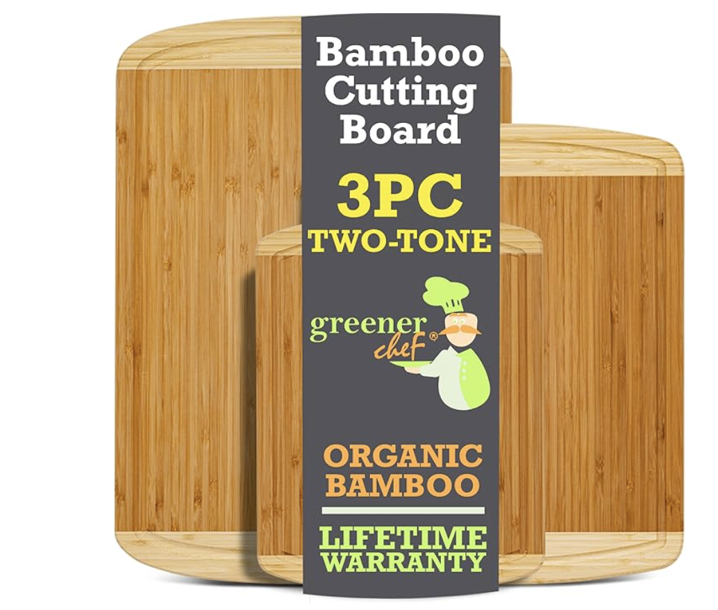 Greener Chef Organic Bamboo Cutting Board Set