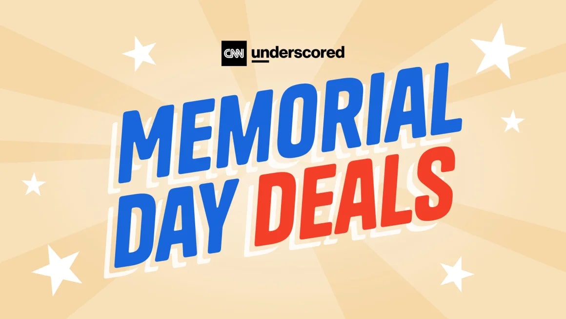 Memorial Day Deals on a light brown background