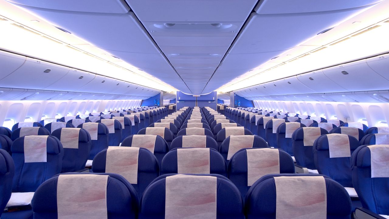 The inside of an empty plane.