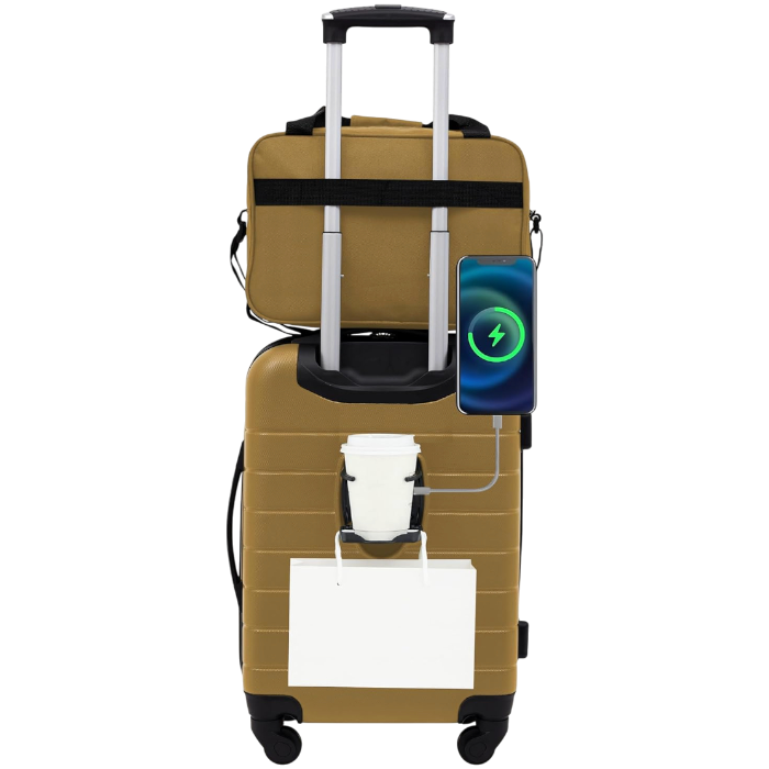 Wrangler Smart Luggage Set with Cup Holder and USB Port