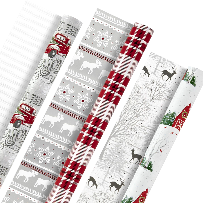 Hallmark Holiday Wrapping Paper Rolls, 3-Pack