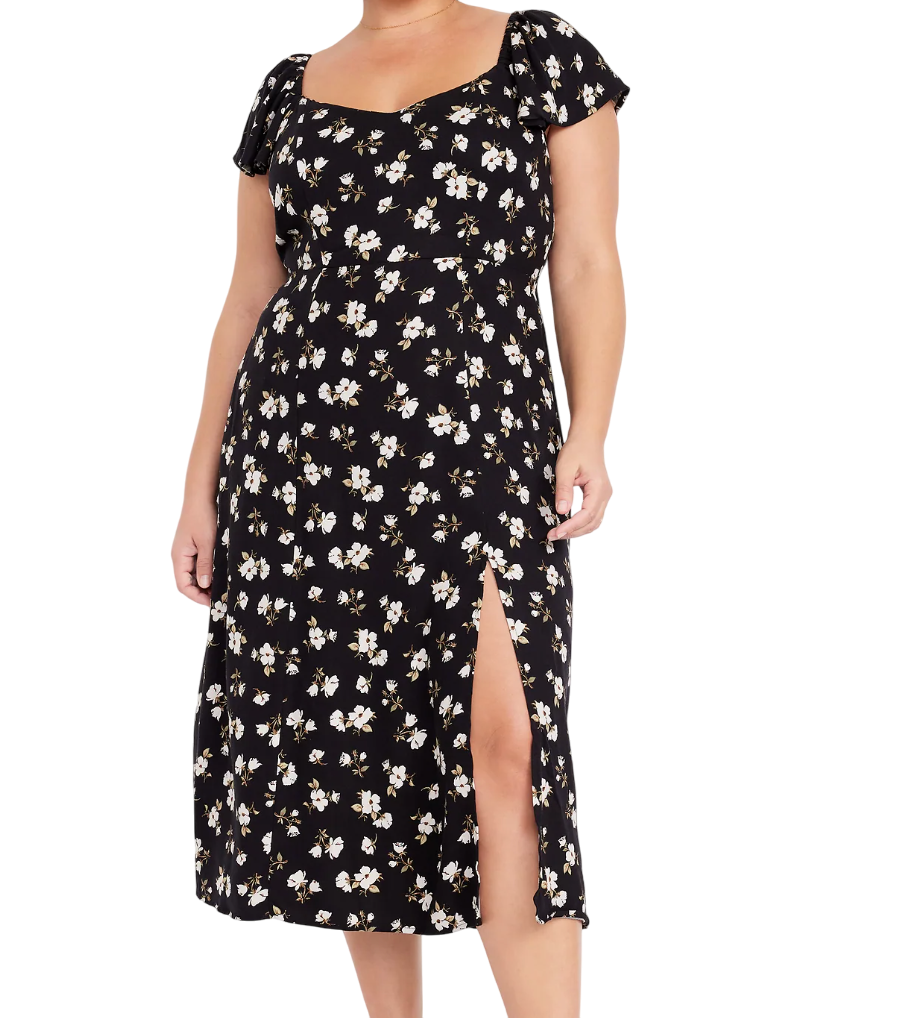 Old Navy Flutter-Sleeve Crepe Midi Dress